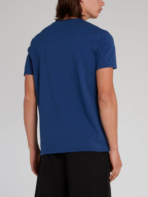 Blue Side Logo Print T-Shirt