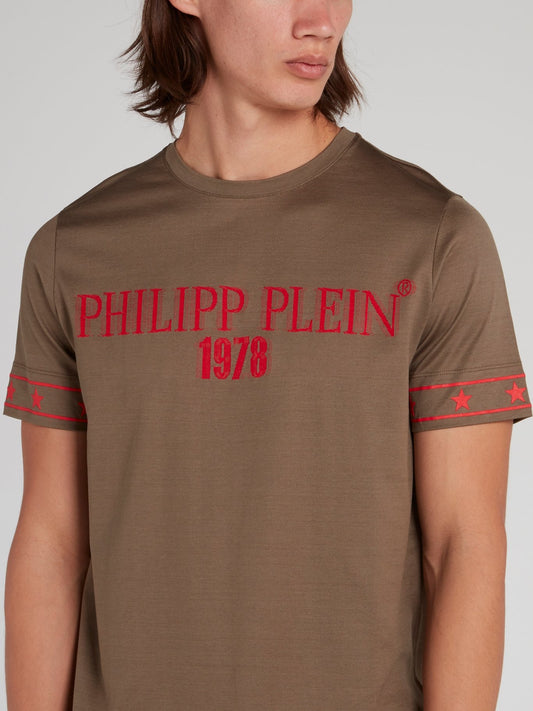 Коричневая футболка с логотипом PP1978