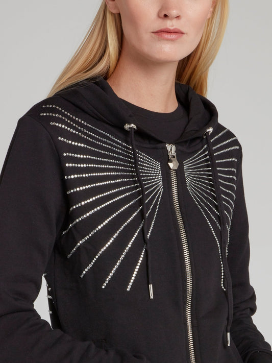 Black Crystal Studded Sweat Jacket