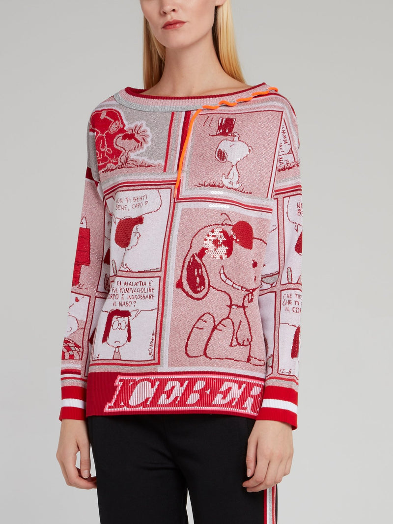 Snoopy Red Sequin Knitted Top