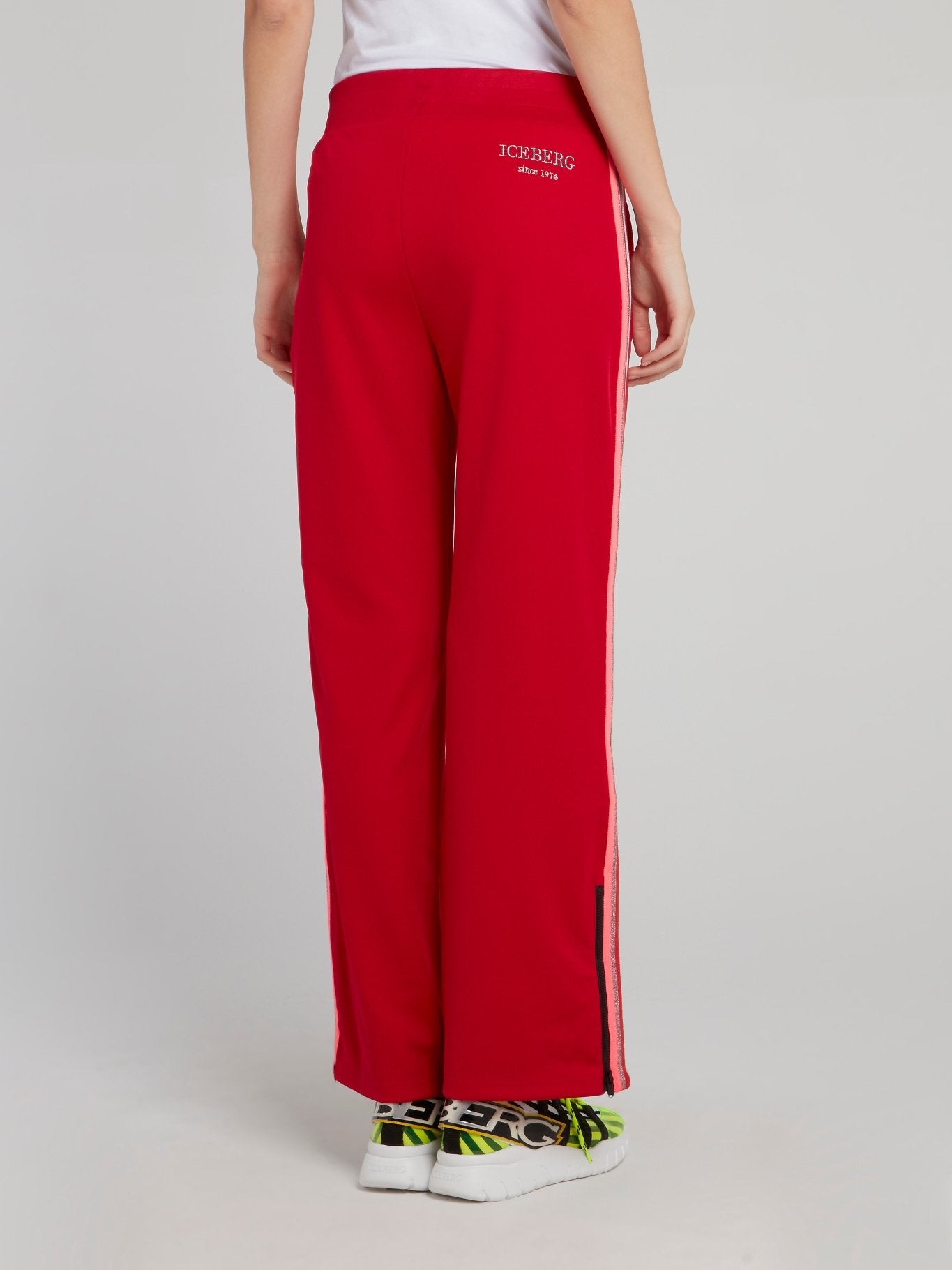 Red Side Stripe Flared Trousers