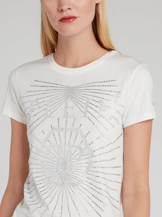 White Studded Monogram T-Shirt