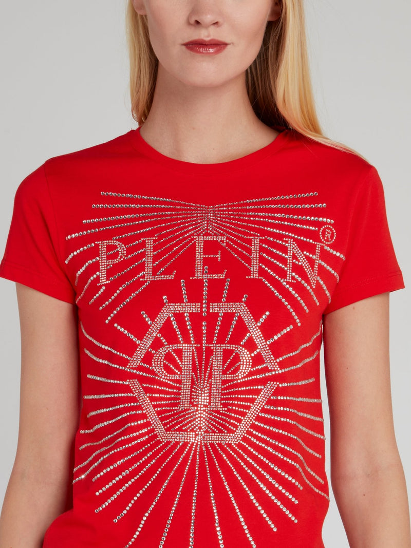 Red Studded Monogram T-Shirt