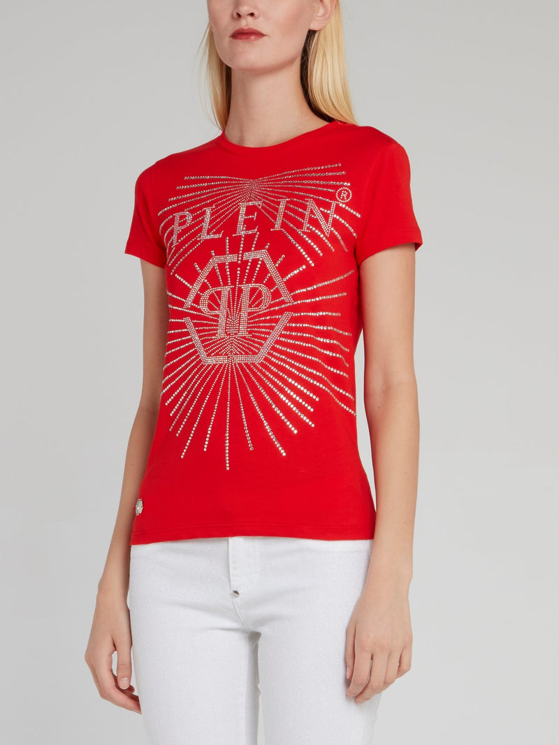 Red Studded Monogram T-Shirt