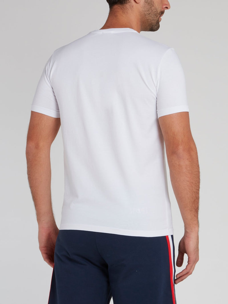 White Vertical Logo Print T-Shirt