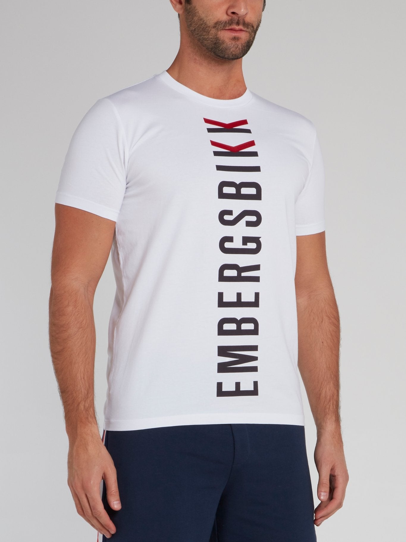 White Vertical Logo Print T-Shirt