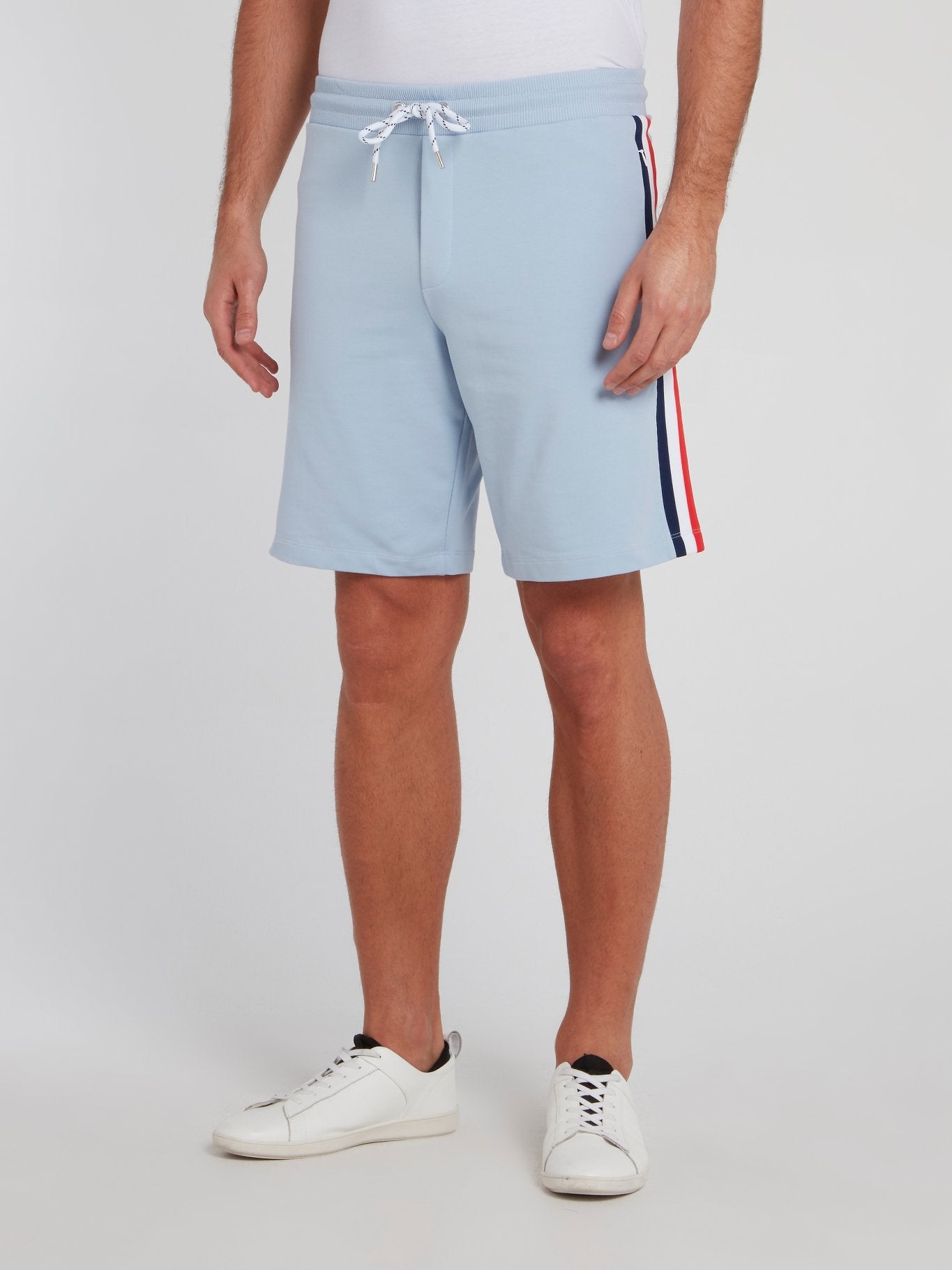 Blue Side Stripe Cotton Shorts