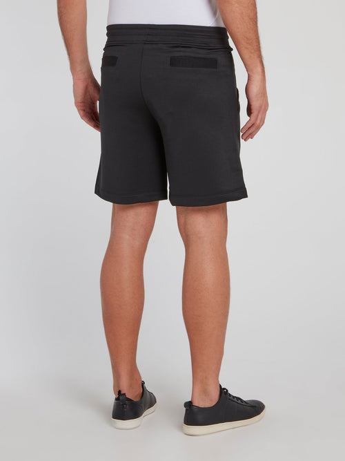 Black Logo Pocket Cotton Shorts
