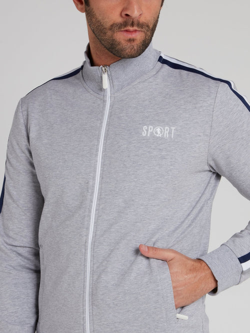 Grey Sport Logo Side Stripe Sweatshirt