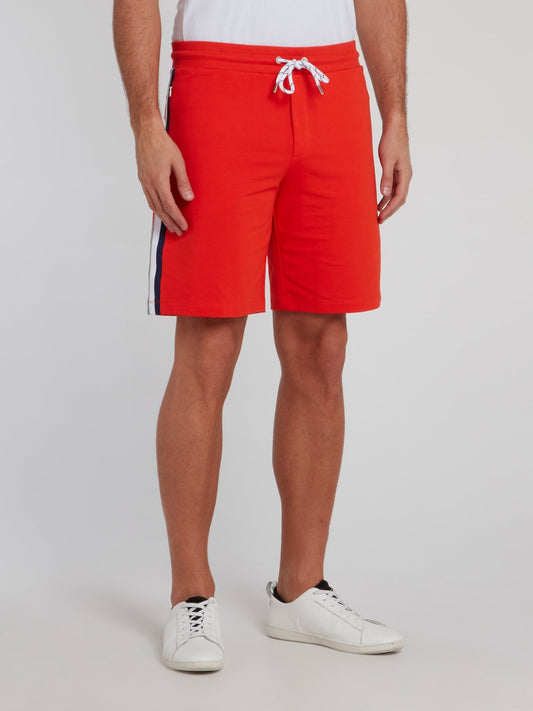 Orange Side Stripe Cotton Shorts