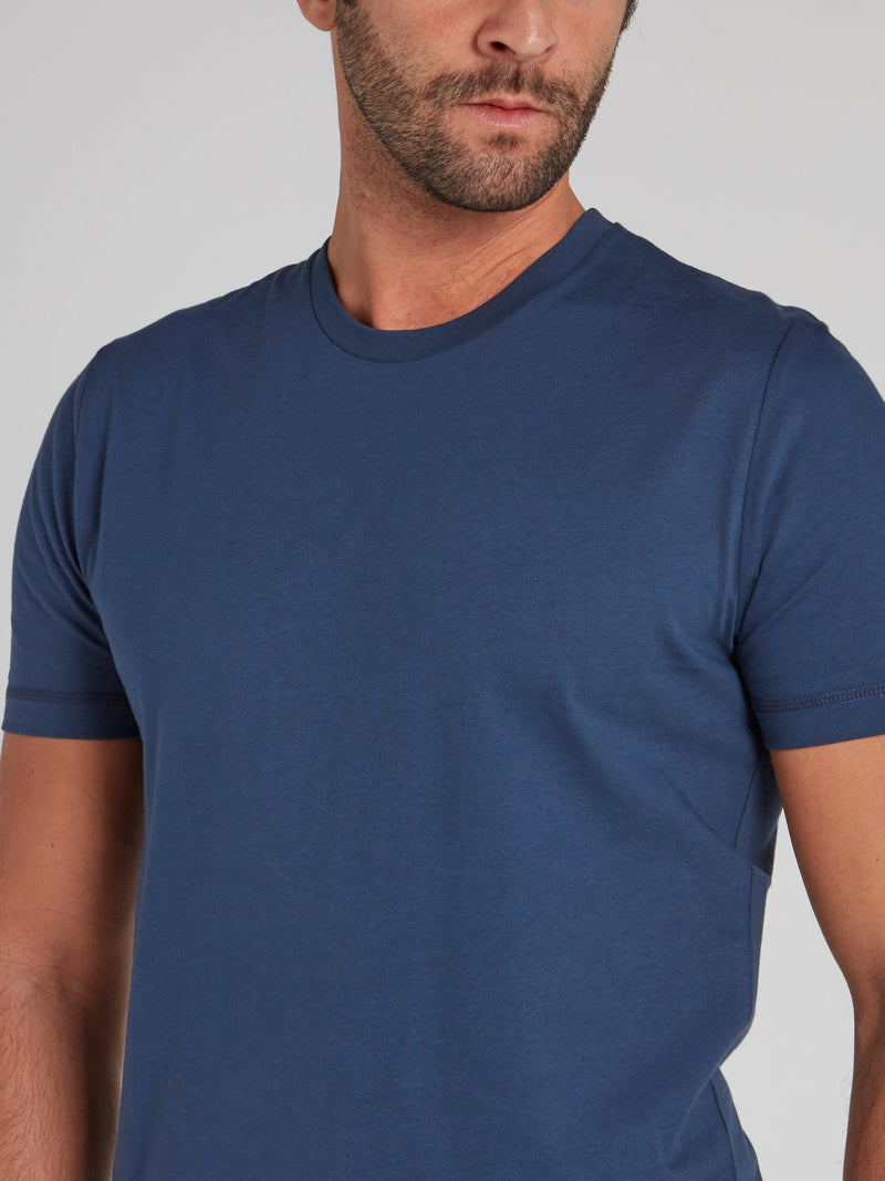 Темно-синяя футболка из джерси с логотипом на спине