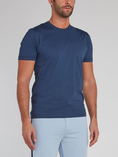 Темно-синяя футболка из джерси с логотипом на спине