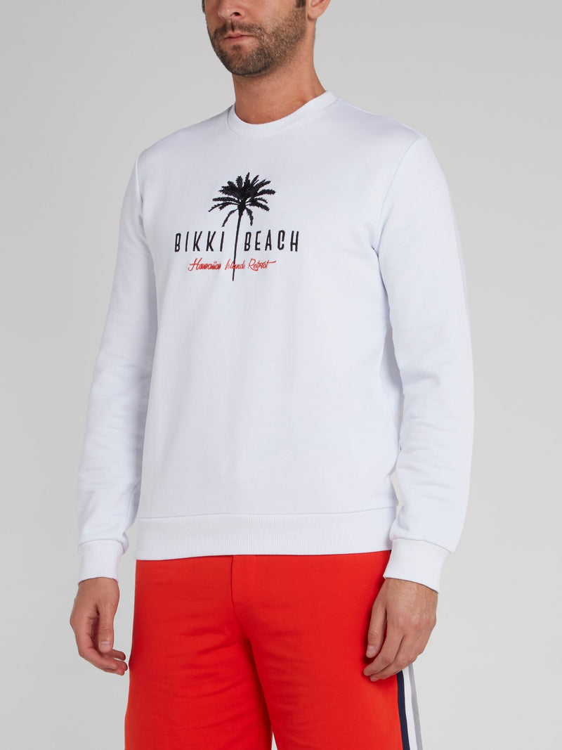 White Embroidered Statement Sweatshirt