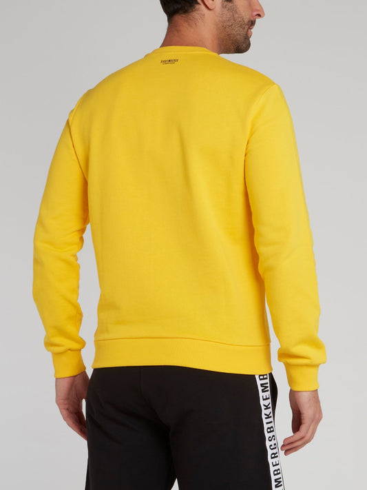 Yellow Embroidered Statement Sweatshirt