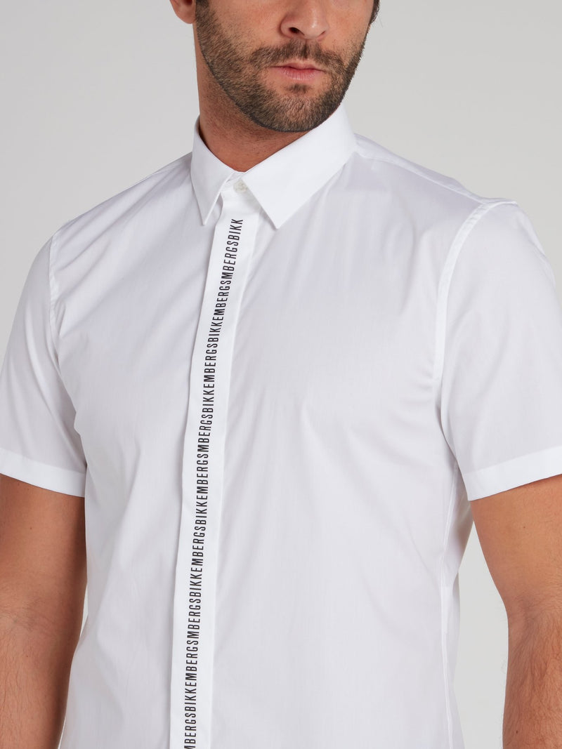 White Logo Lining Button Up Shirt