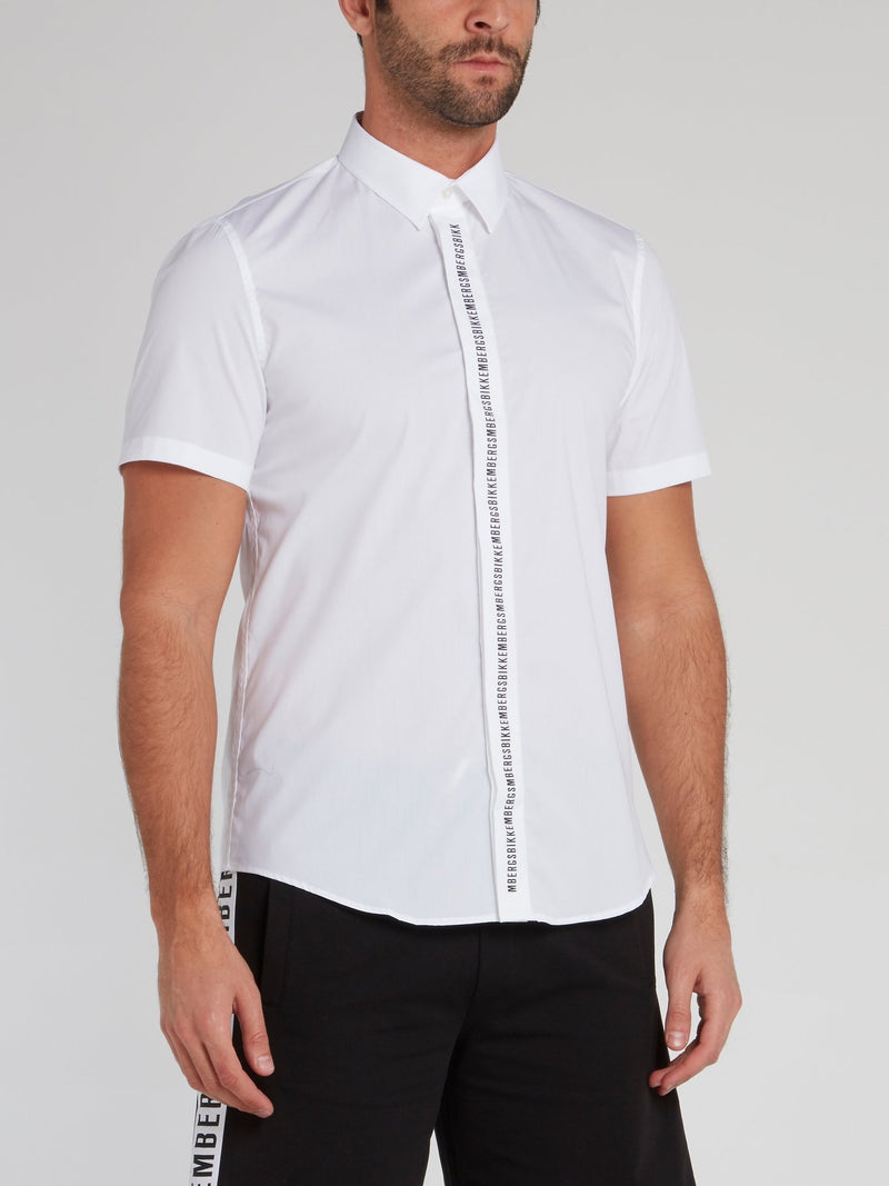 White Logo Lining Button Up Shirt