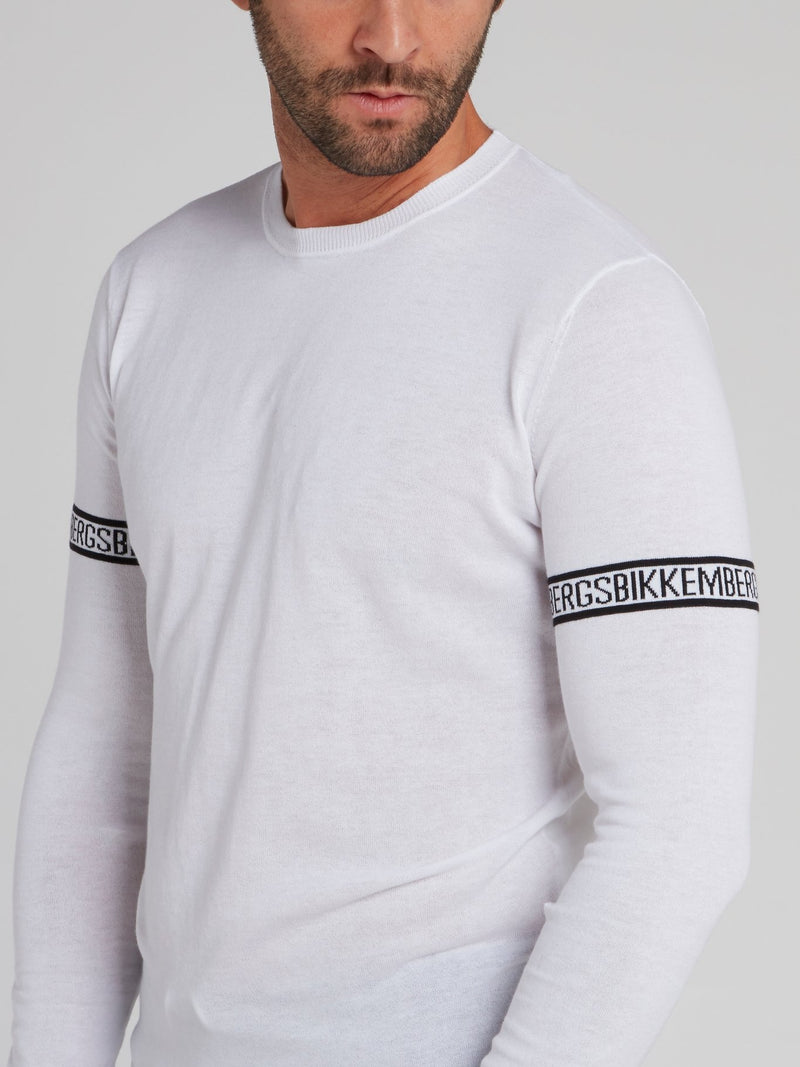 White Logo Tape Knitted Sweatshirt