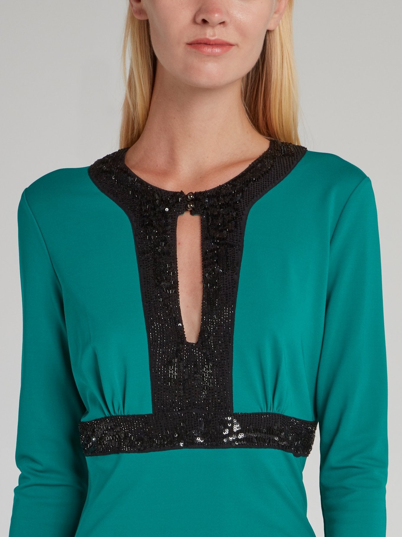 Green Sequin Detail Keyhole Dress Maison-B-More Global Store Green Sequin Detail Keyhole Dress Maison-B-More Global Store