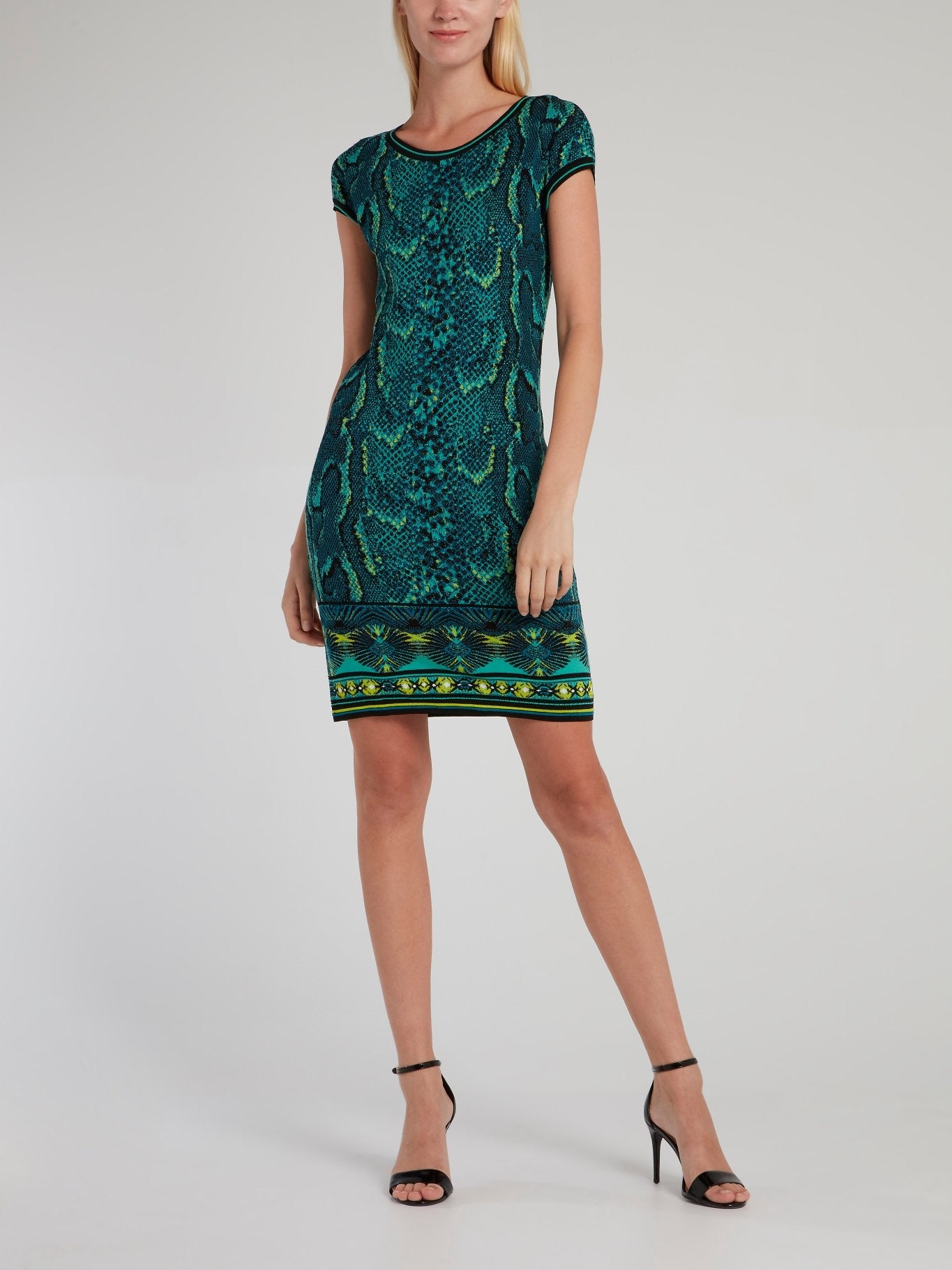 Green Python Effect Sheath Dress