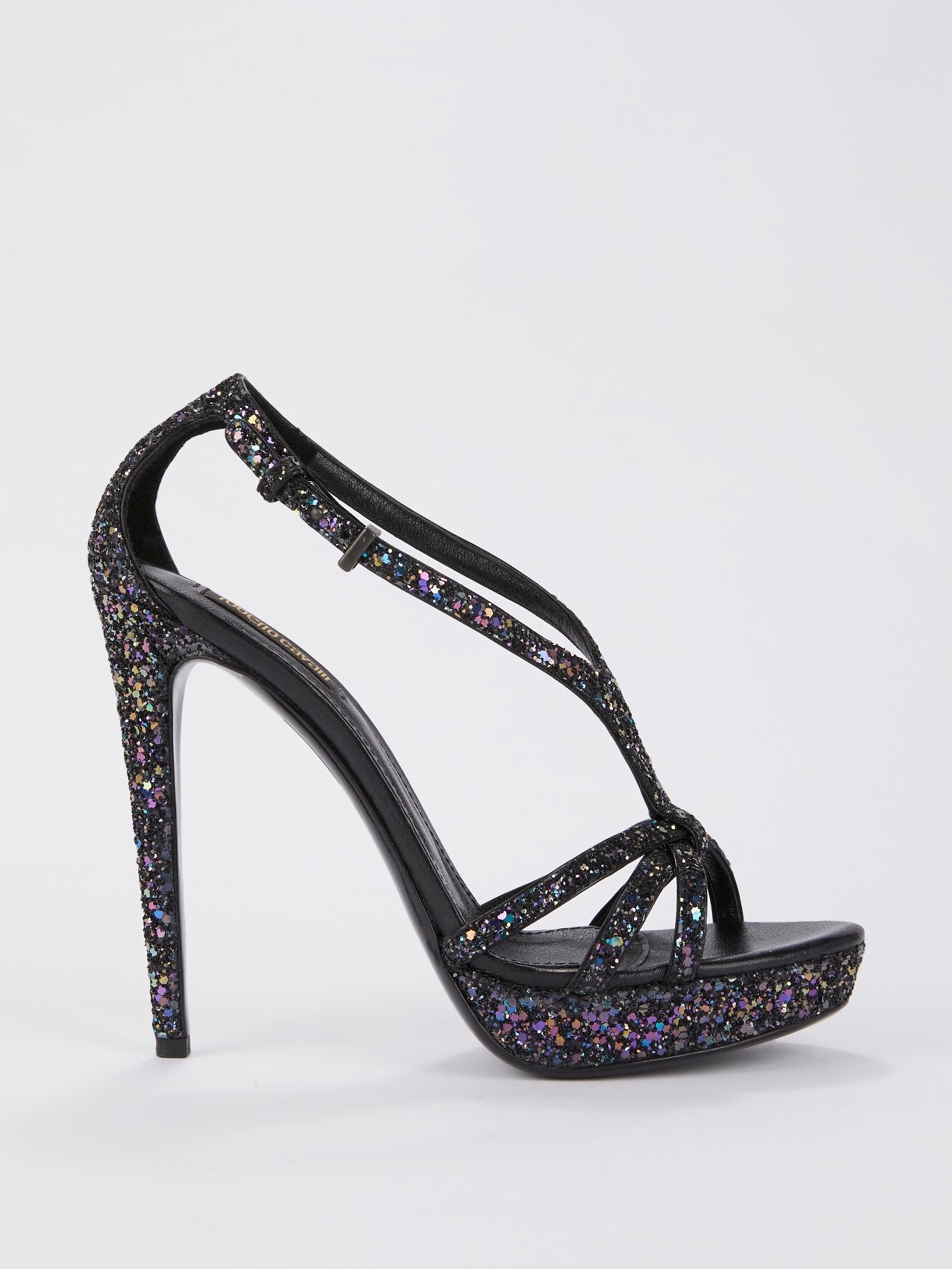 Black Macro Glitter Sandals
