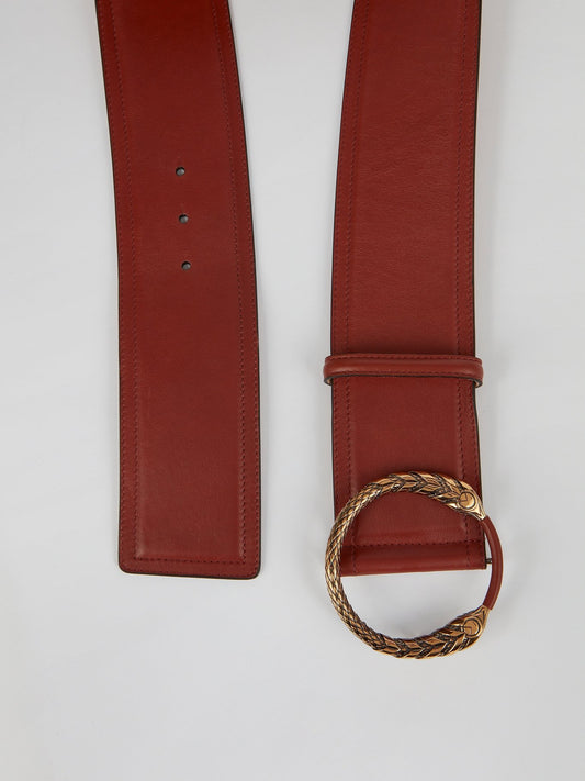 Snake Buckle Brown Leather Belt