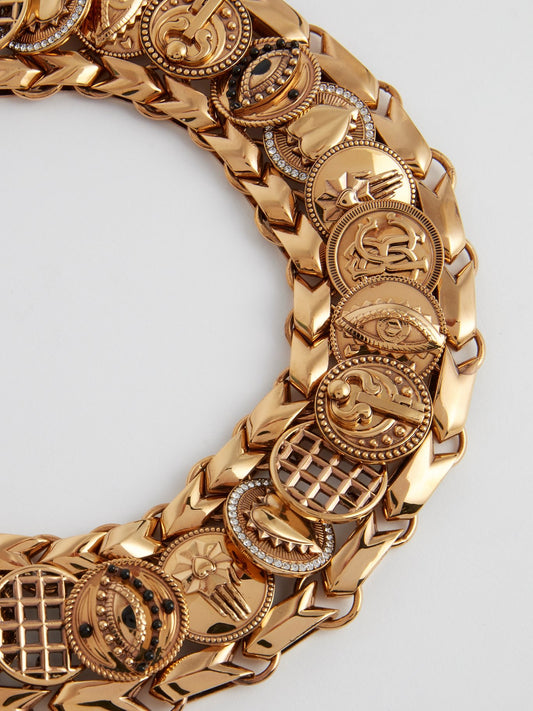 Brass Embellished Link Necklace