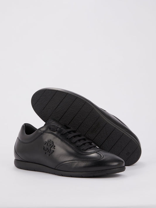Black Monogram Low Top Leather Sneakers