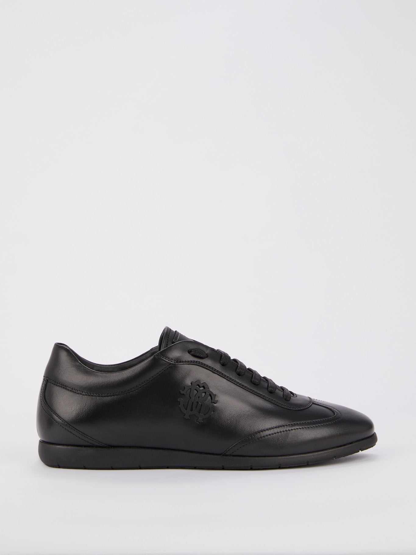 Black Monogram Low Top Leather Sneakers
