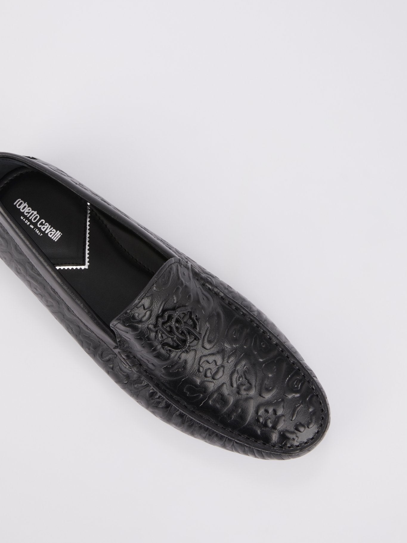 Black Embossed Leopard Effect Loafers