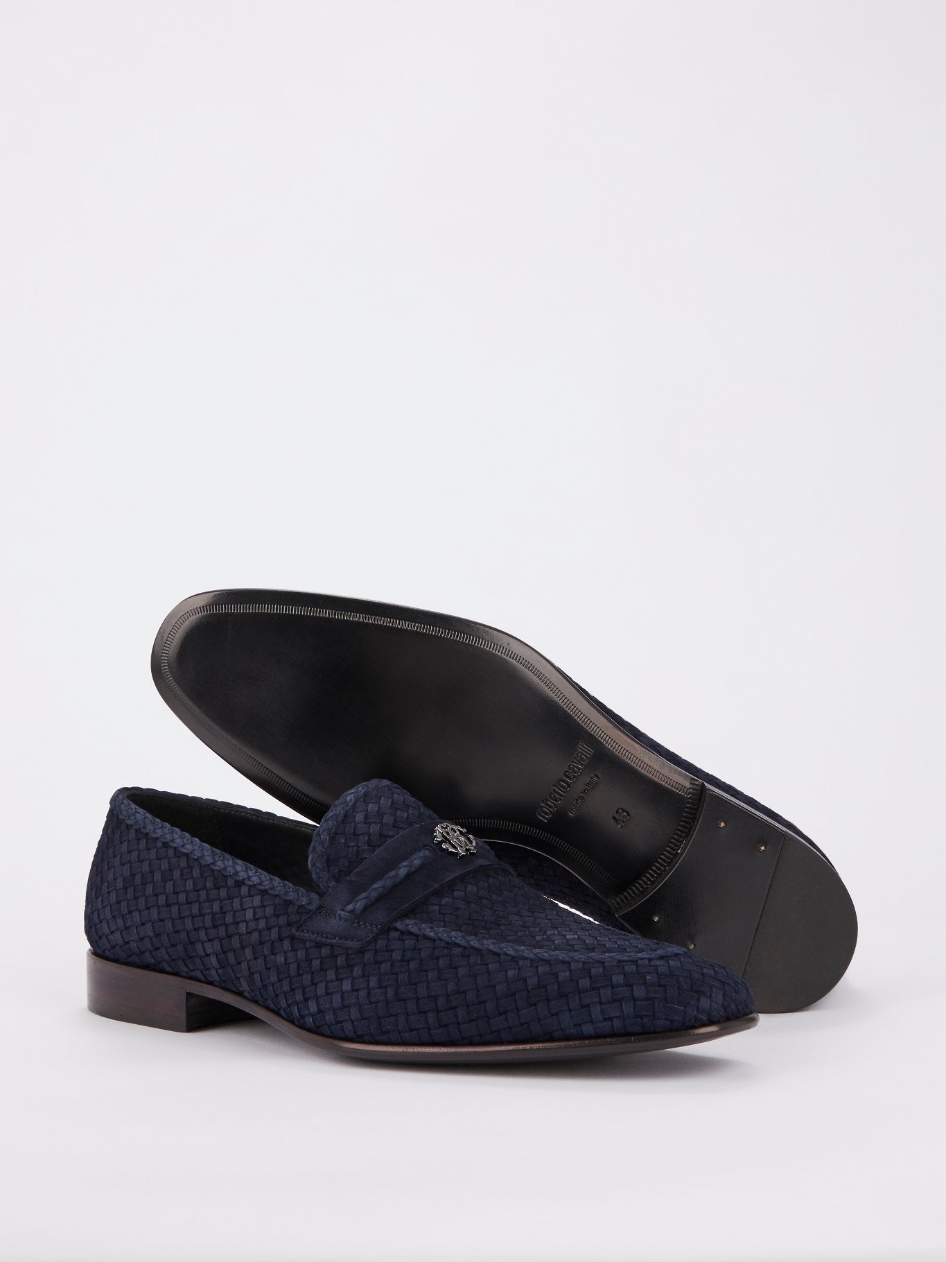 Navy Logo Weave Loafers
