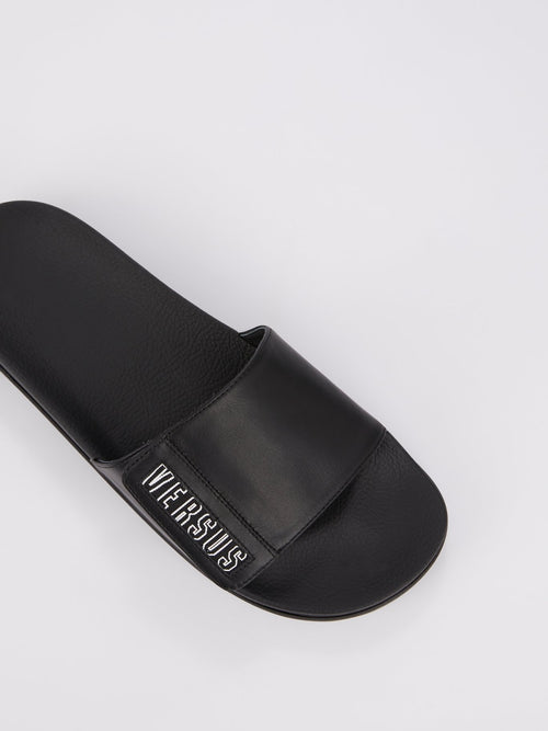 Ciabattina Black Adjustable Top Strap Slides