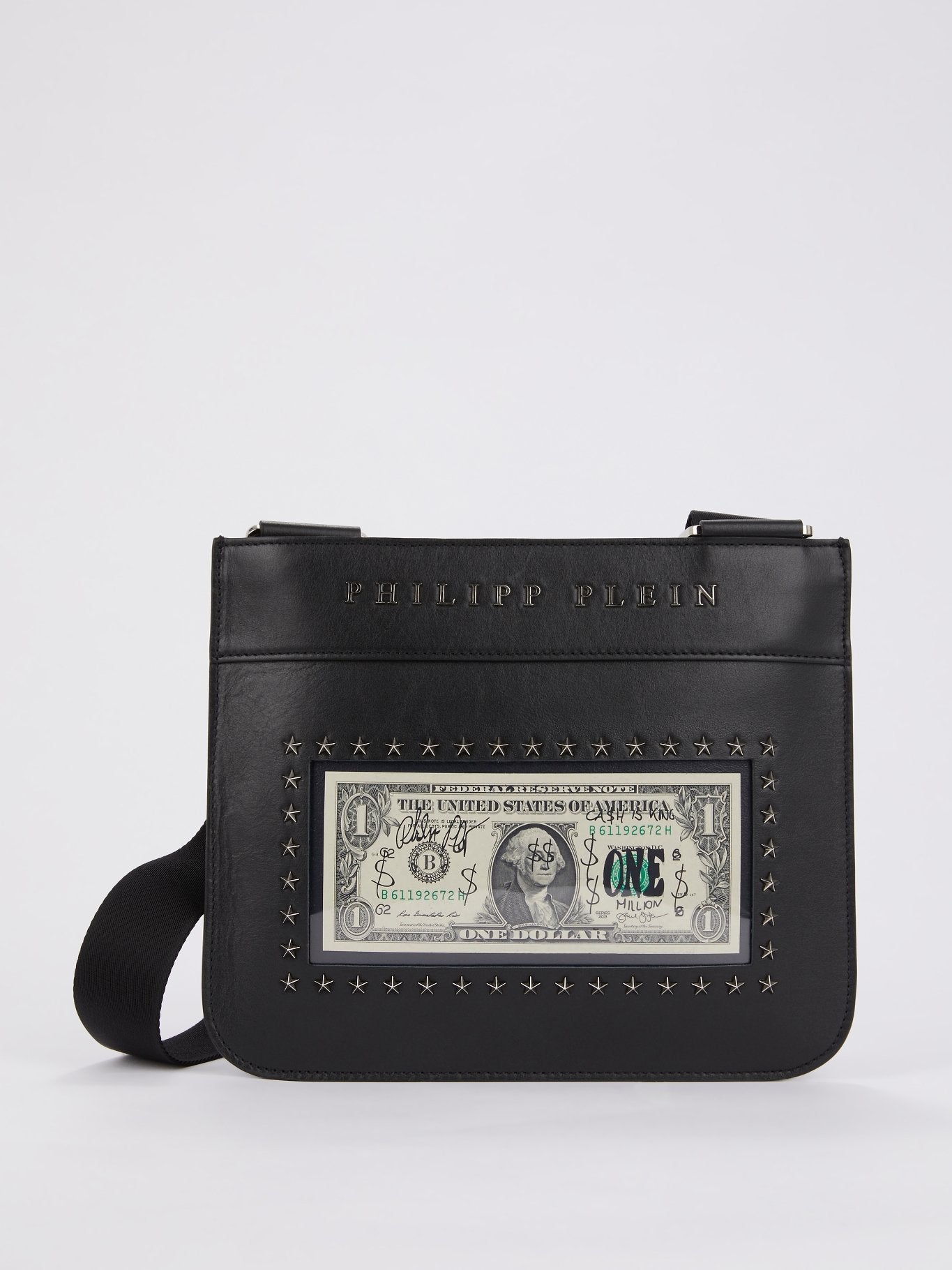 Черная сумка через плечо с долларом
