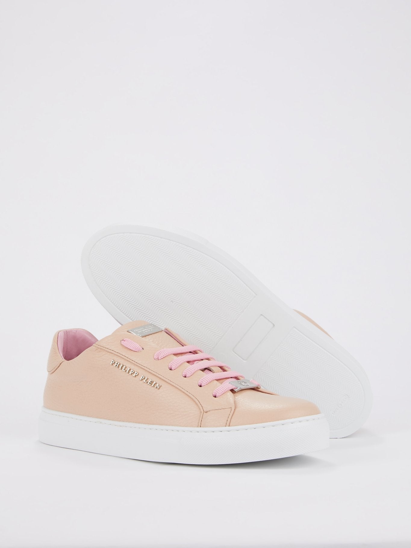 Pink Low Top Leather Sneakers