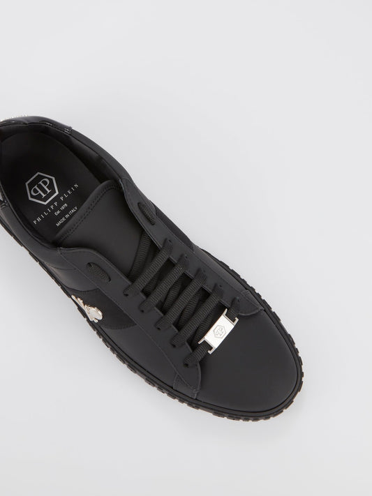 Black Logo Skull Sneakers