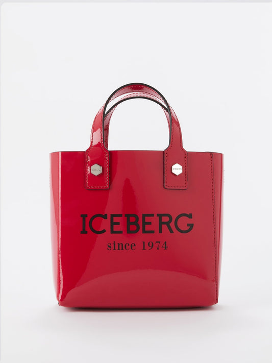 Красная сумка на плечо из лакированной кожи с логотипом