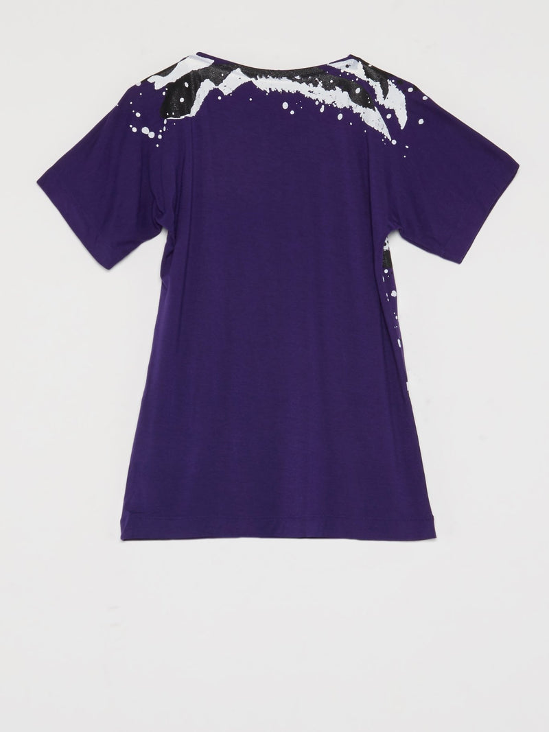 Фиолетовая футболка с принтом "брызги красок"