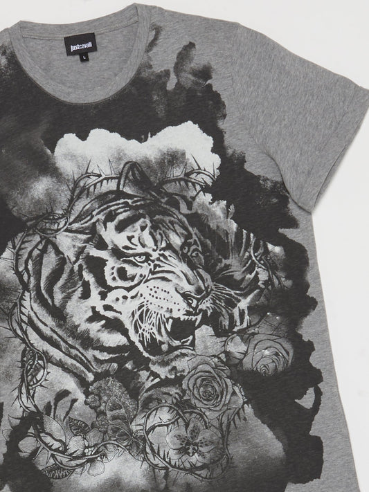 Серая футболка с изображением тигра