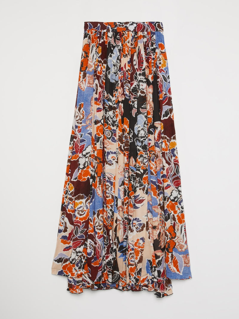 Расклешенная юбка-макси с цветочным принтом