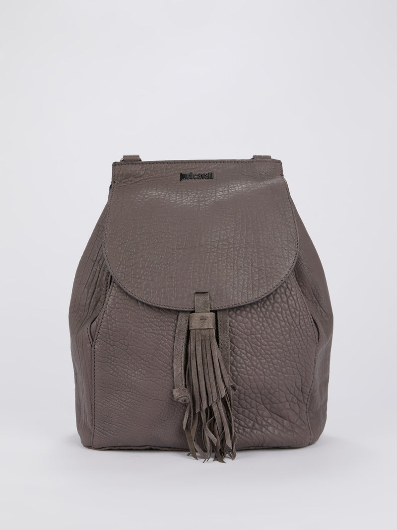 Brown Textured Leather Mini Backpack