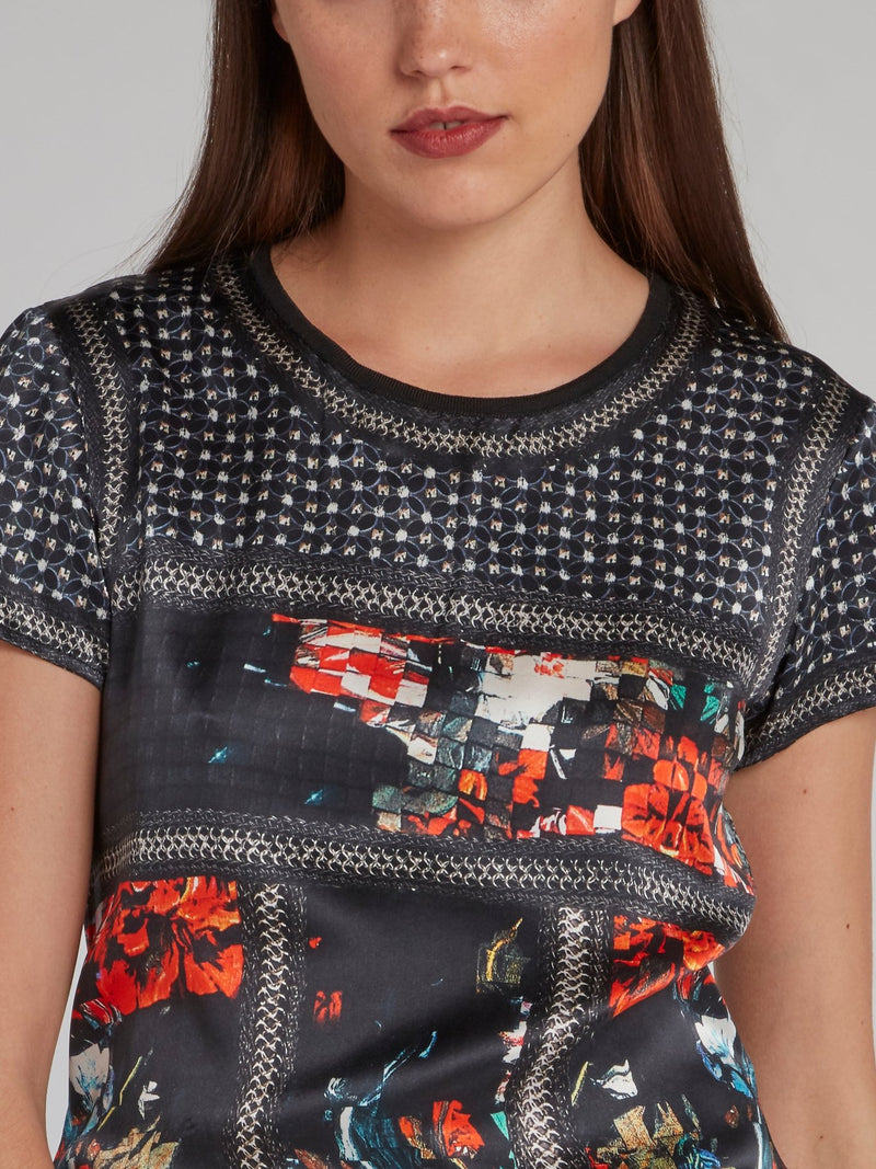 Painted Floral Print T-Shirt