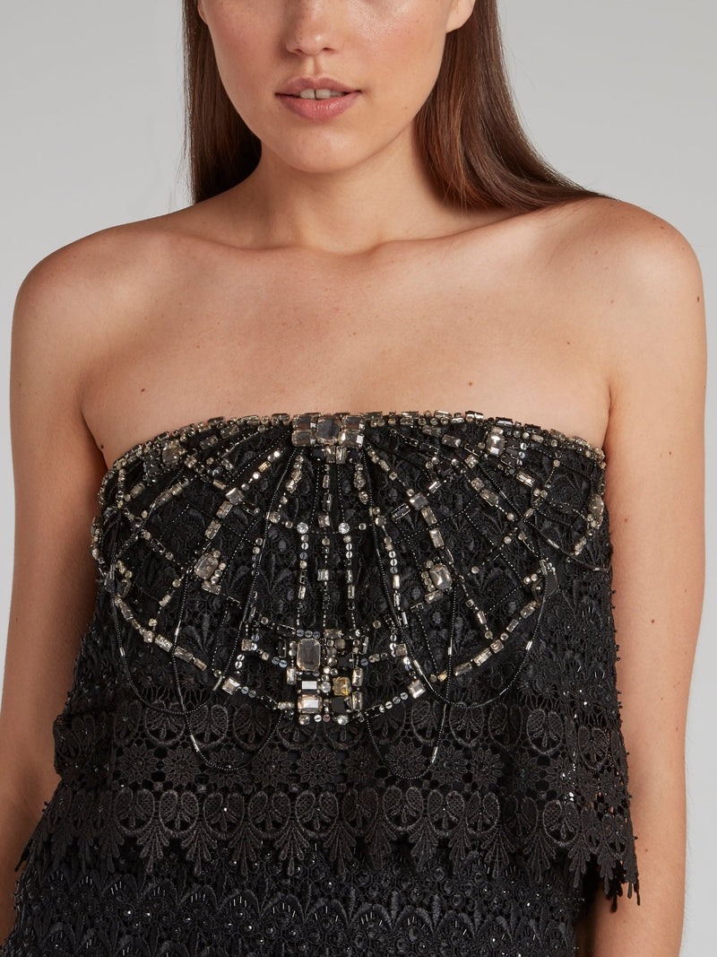 Black Embellished Lace Tube Dress Maison-B-More Global Store Black Embellished Lace Tube Dress Maison-B-More Global Store