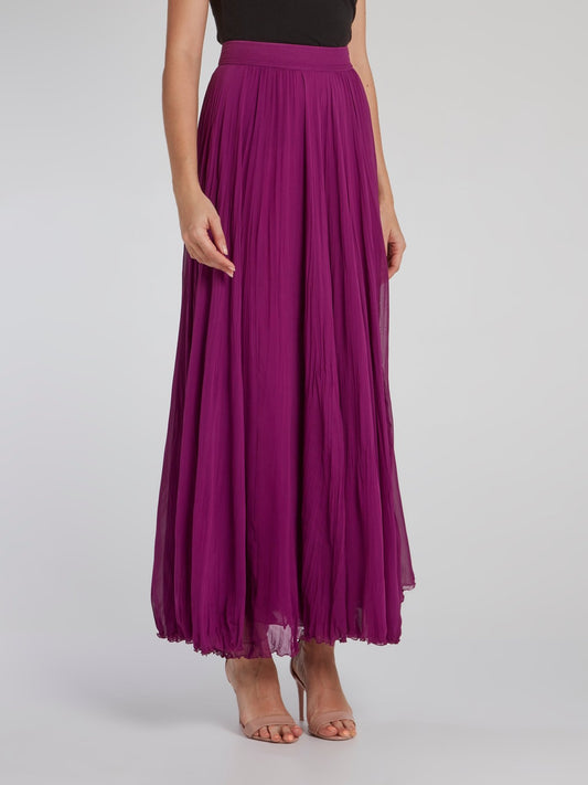 Фиолетовая плиссированная юбка-макси