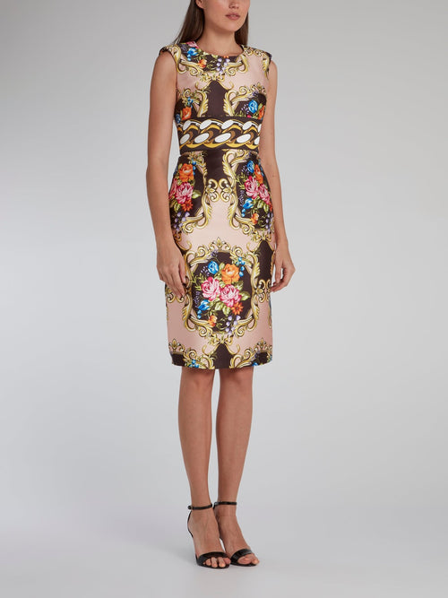 baroque print bodycon dress Venus Baroque Print Bodycon Dress Size Small