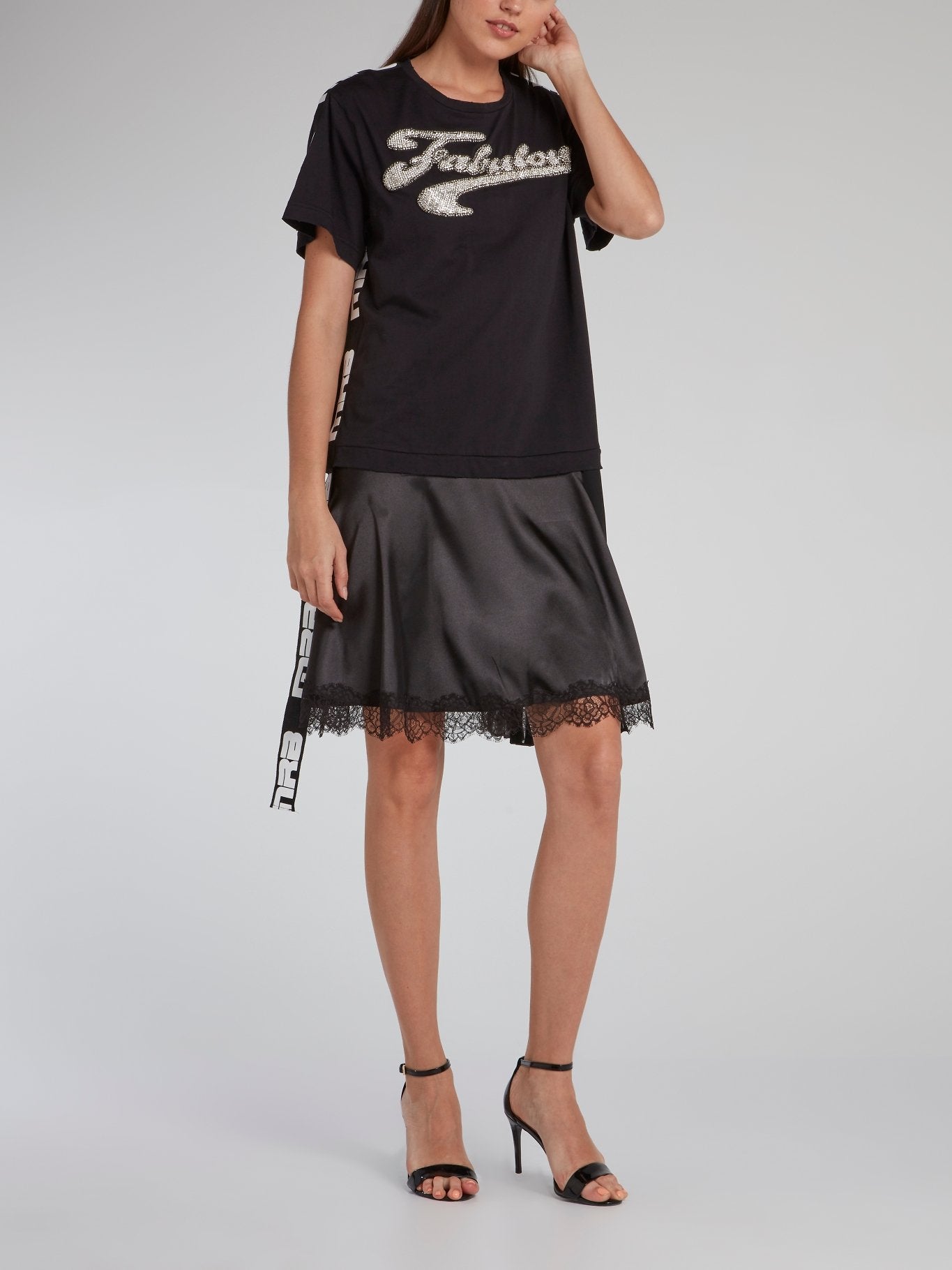 lace hem shirt dress Cascade Hem Shirt Dress with Lace