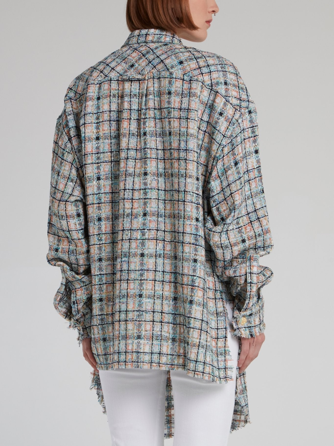 Check Tweed Oversized Shirt