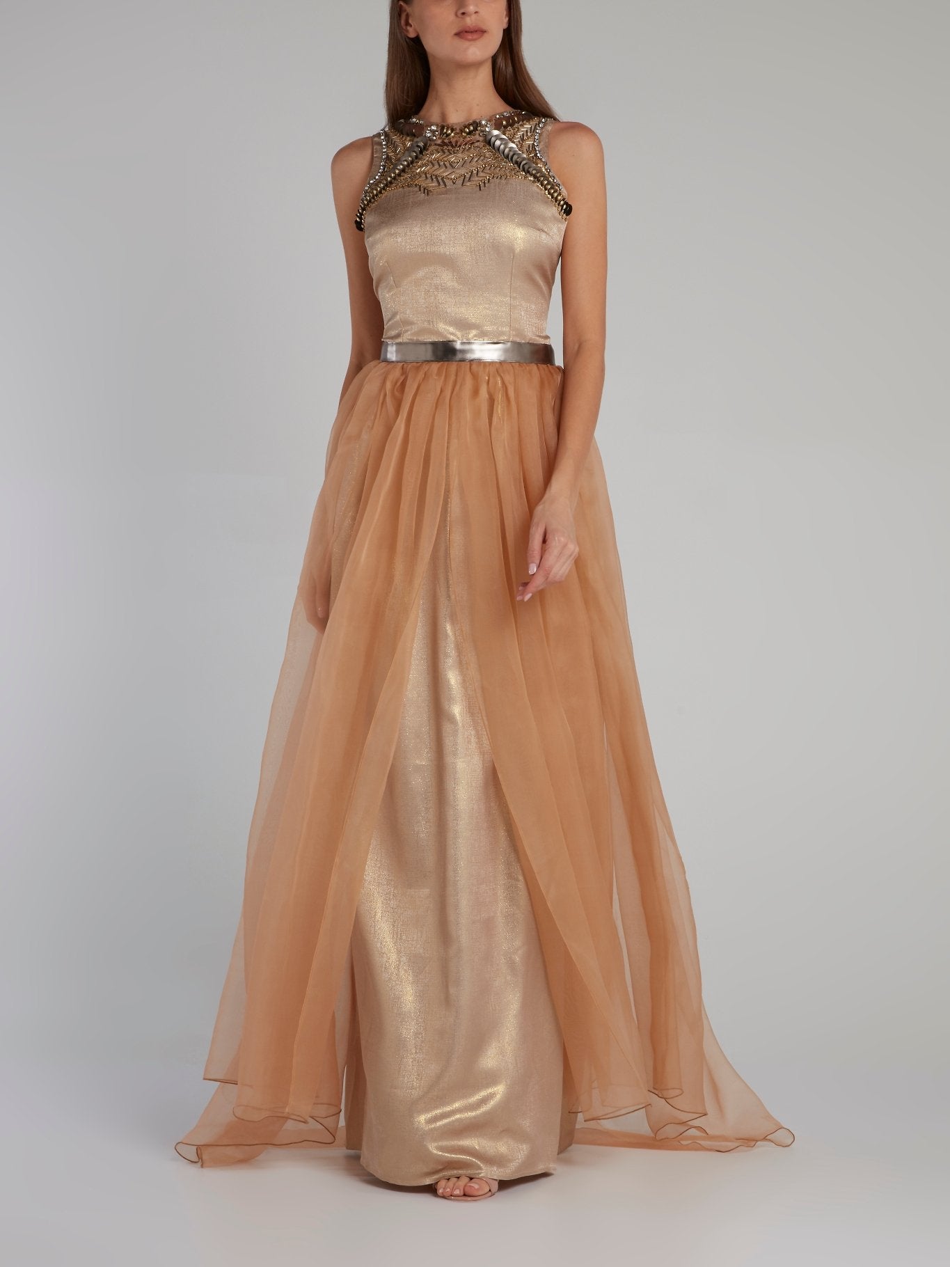 organza dress overlay Sabrina Two-Piece Satin Slip Wedding Dress with Long Sleeves Organza Overlay | Bone and Grey Bridal