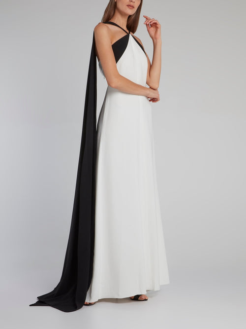 Черно-белое вечернее платье с вырезом халтер Forest