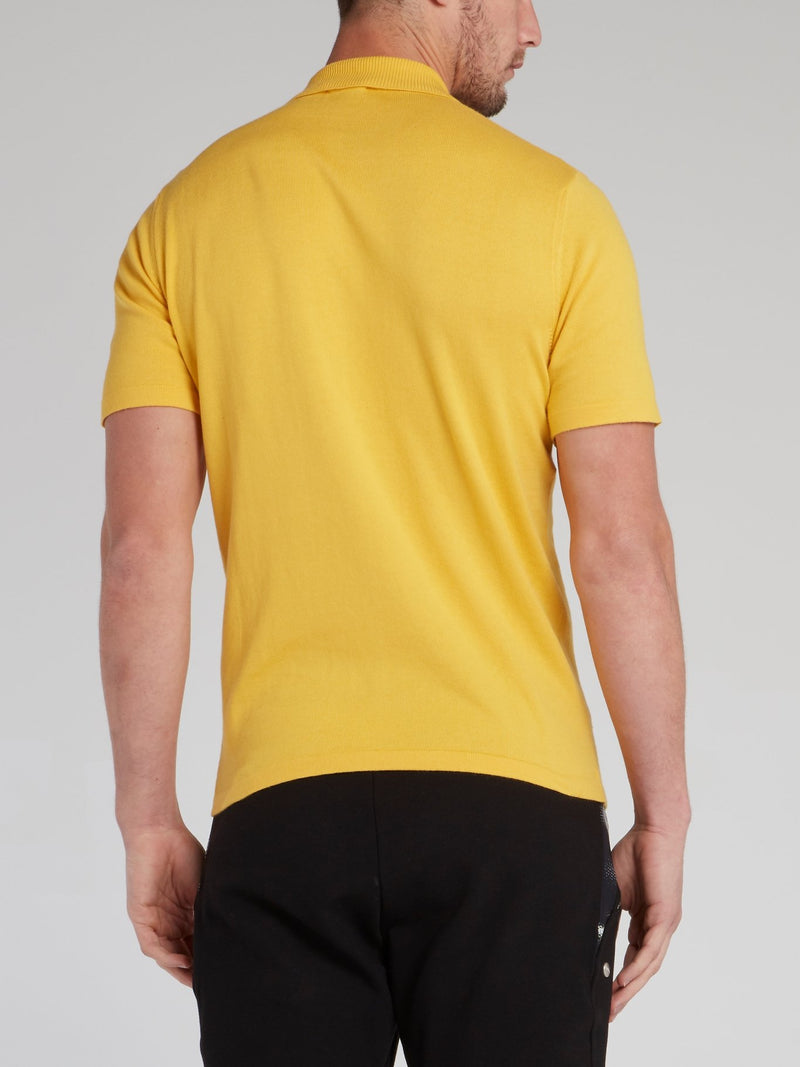 Yellow Logo Tape Knitted Polo Shirt