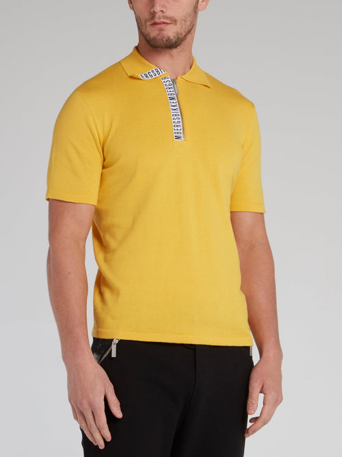 Yellow Logo Tape Knitted Polo Shirt