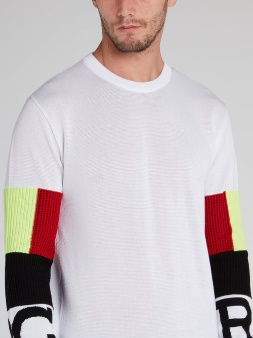 White Sleeve Colour Block Sweater